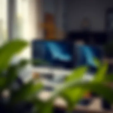 An ergonomic setup showcasing multiple screen organizers at a workspace