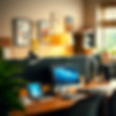 A vibrant workspace exhibiting various types of desktop screen organizers