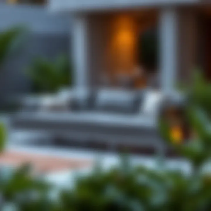 Modern outdoor lounge bench with cushions