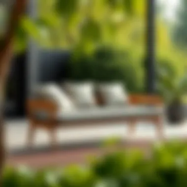 Various styles of outdoor lounge benches