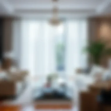 Sophisticated Living Room with Sheer Elegance Elegant living room showcasing pinch pleat white sheer curtains