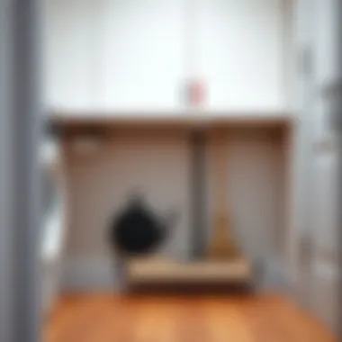 Installation of a pull out broom holder in a utility space