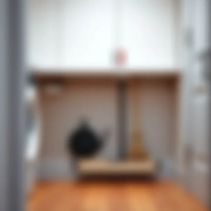 Installation of a pull out broom holder in a utility space