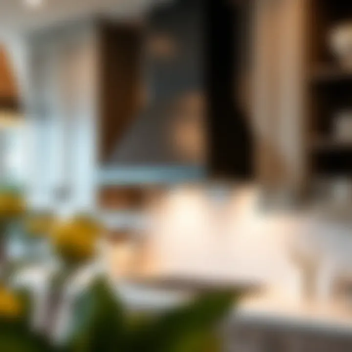 Contemporary range hood seamlessly integrated with cabinetry