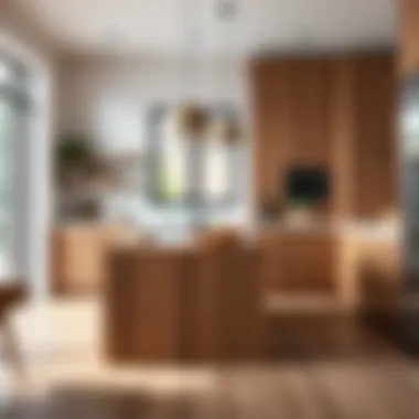 Red Oak Butcher Block in Contemporary Kitchen Design A red oak butcher block in a modern kitchen setting, highlighting its aesthetic appeal