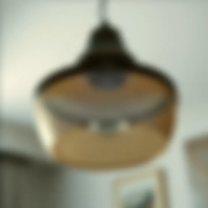 Close-up of a pendant light shade highlighting intricate details