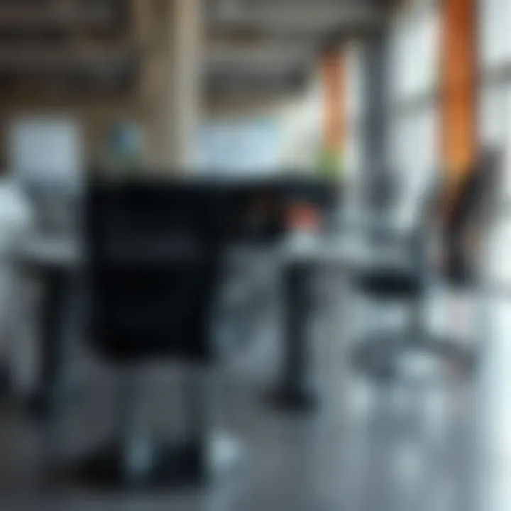 Flexible workspace layout showcasing rolling chairs