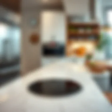 Stylish kitchen featuring round induction cooktop integrated into contemporary decor