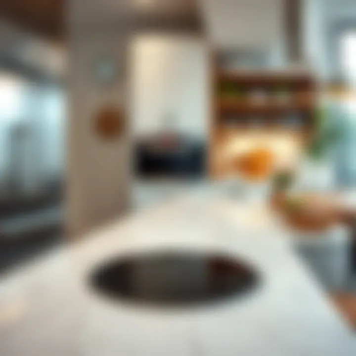 Stylish kitchen featuring round induction cooktop integrated into contemporary decor