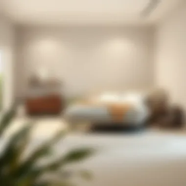 Minimalistic bedroom featuring a single bed platform base