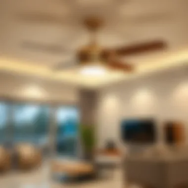 Contemporary Design of Small Ceiling Fans Sleek small ceiling fan with remote control in a modern living room