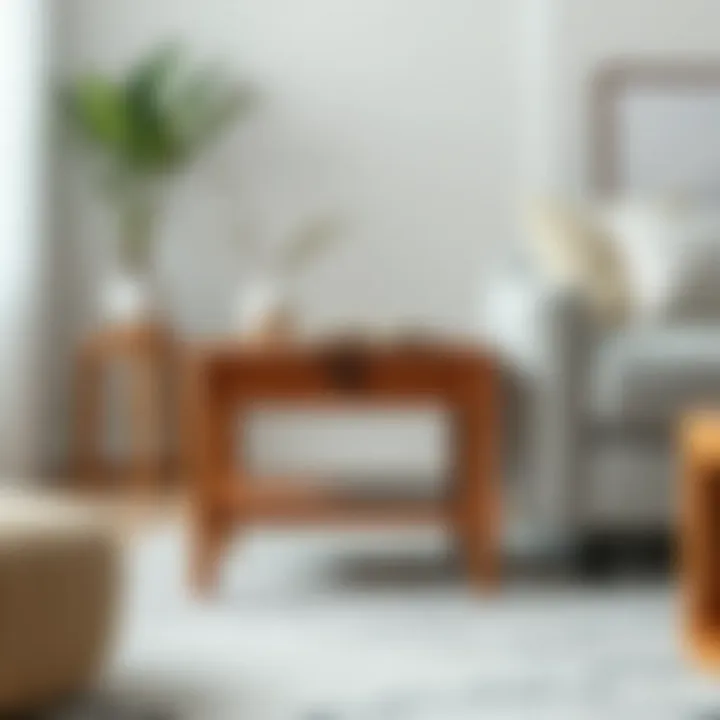 Solid wood end table displayed in a minimalist decor setting