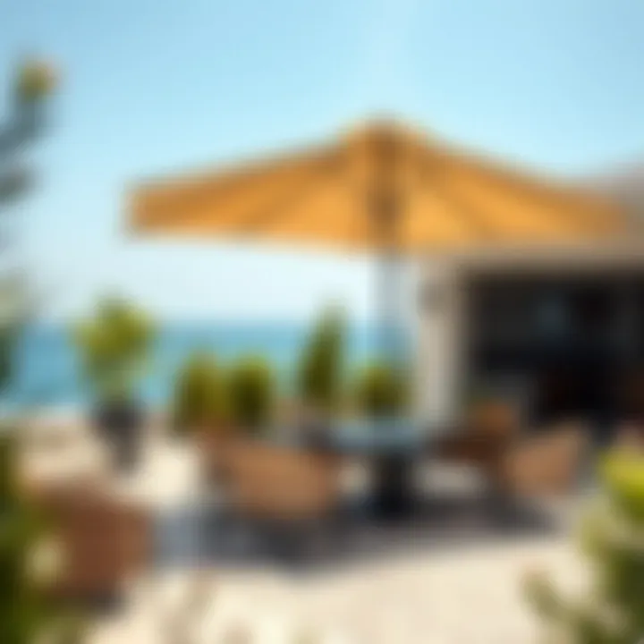 Maximizing Outdoor Enjoyment Spacious outdoor area showcasing a well-chosen table under a cantilever umbrella