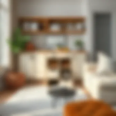 Neat and organized living space featuring open front shoe boxes