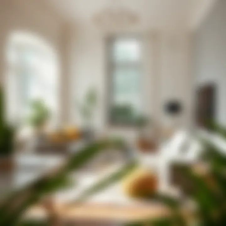 An elegant living space enhanced by natural light and greenery