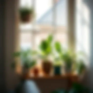 A stylish window plant stand featuring various indoor plants