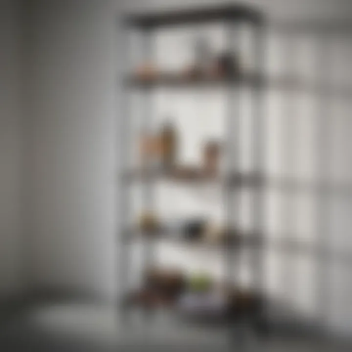 Assembly of Style Selections 4-tier shelving unit with tools and components laid out