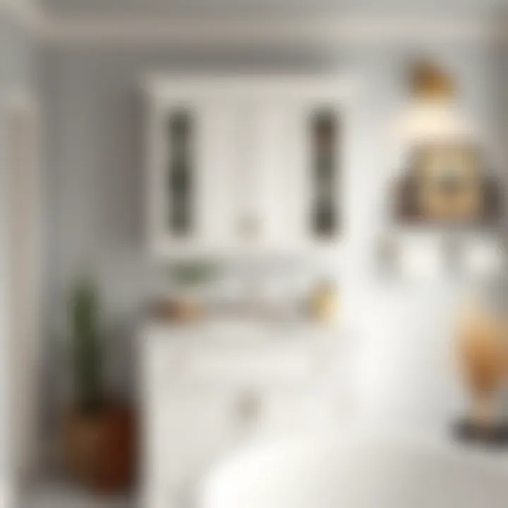 Stylish Bathroom with Farmhouse Cabinet Stylish interior featuring a white farmhouse medicine cabinet in a bathroom