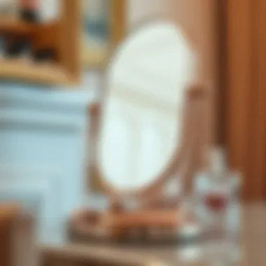 Stylish foldable makeup mirror on a vanity