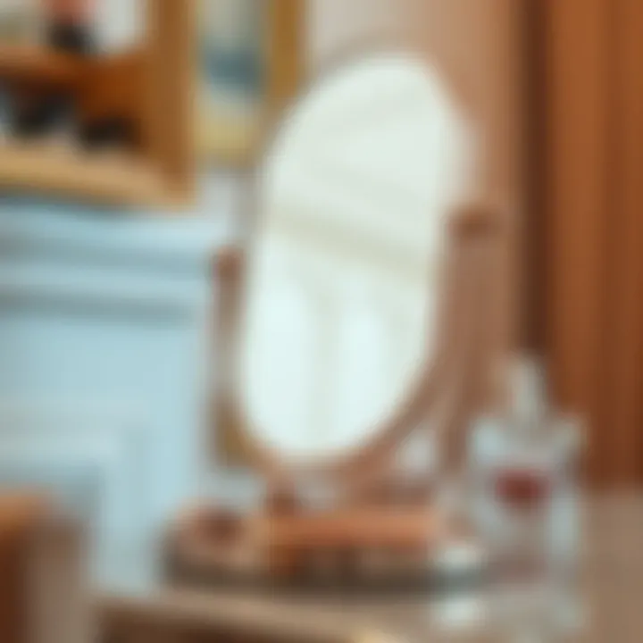 Stylish foldable makeup mirror on a vanity