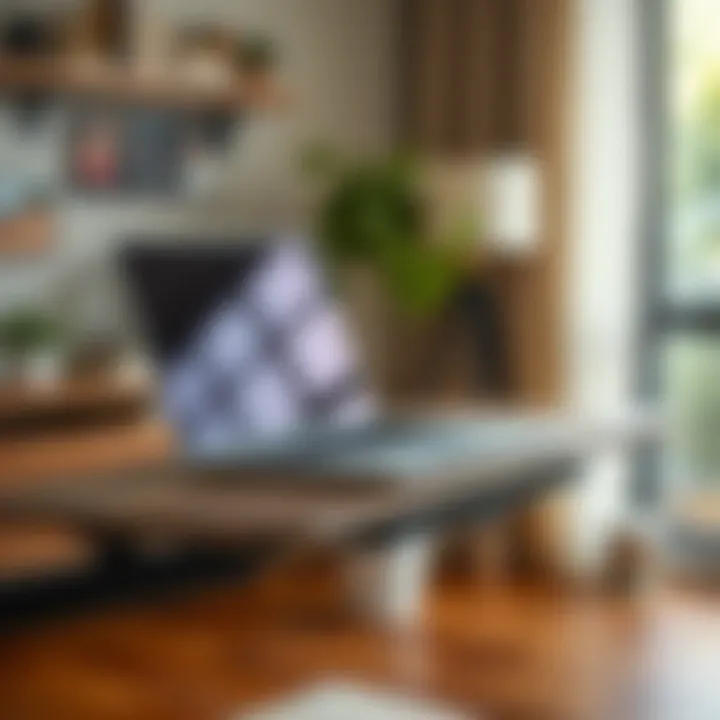 Close-up of ergonomic features of a swing arm laptop table