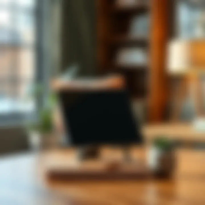 Trendy Tablet Stand in Reading Nook Trendy and stylish tabletop tablet stand in a cozy reading nook