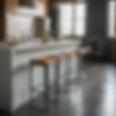Contemporary Design of Tall Table Stools A collection of stylish tall table stools in a modern kitchen setting