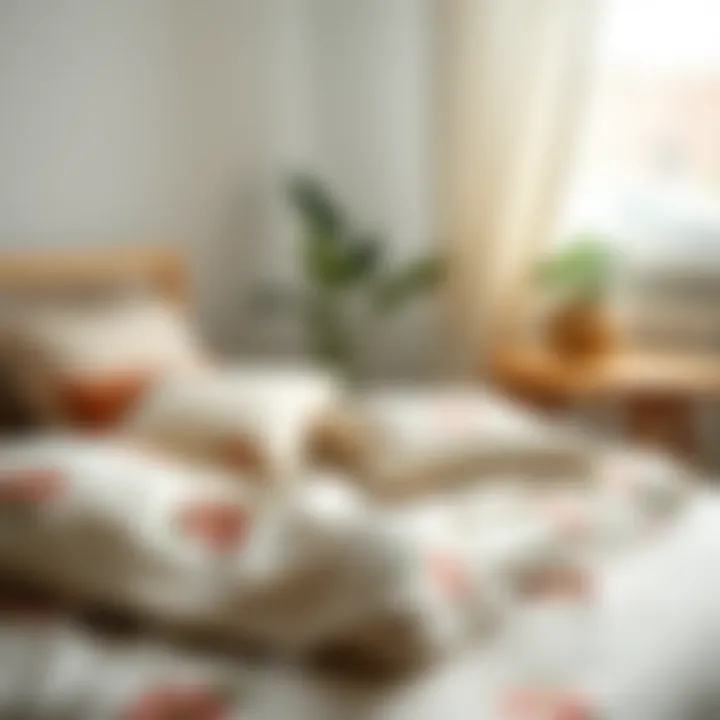 Textile materials used in boho floral bedding