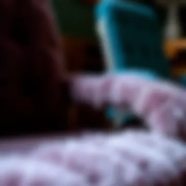 Close-up of materials used in furry office chairs