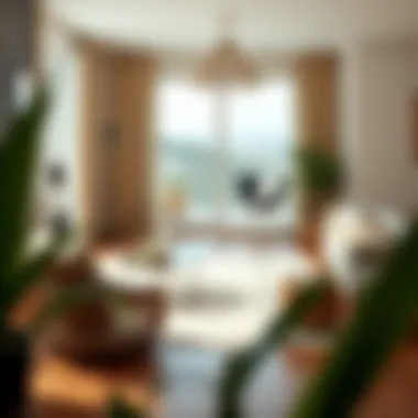 A cozy living room featuring a woven barrel chair as a focal point