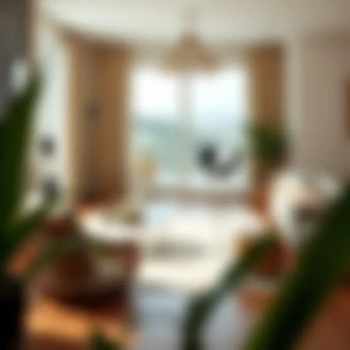 A cozy living room featuring a woven barrel chair as a focal point