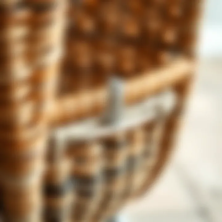 Close-up of materials used in creating a woven barrel chair