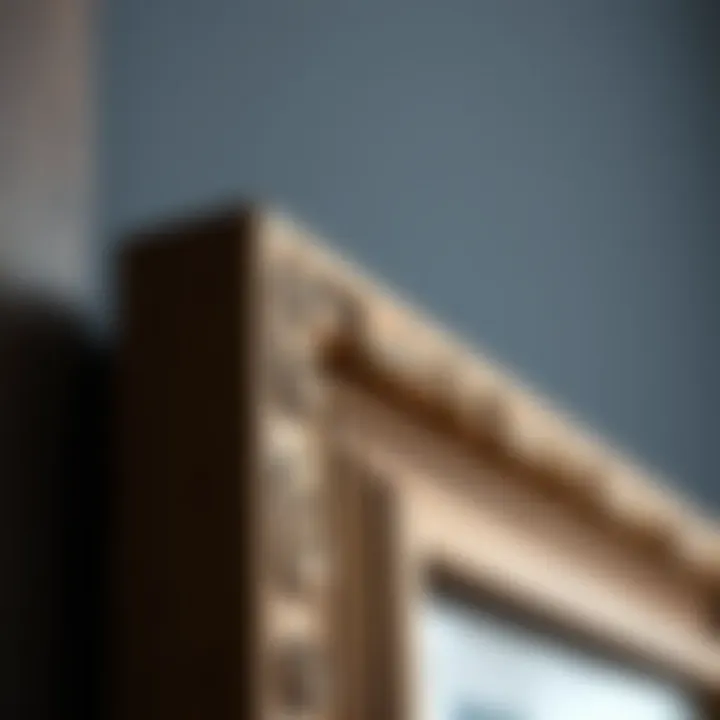 Intricate Wooden Frame Design Close-up of a wooden picture frame with intricate details.