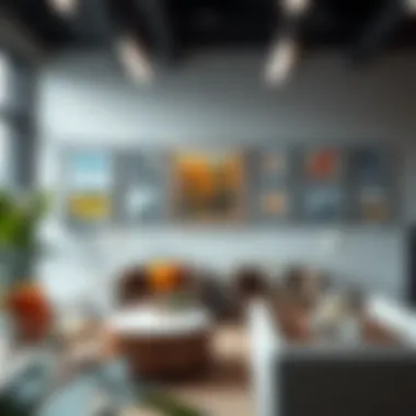 Art in Professional Spaces Modern office space featuring framed artwork that enhances the environment.