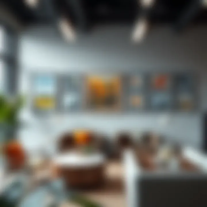 Art in Professional Spaces Modern office space featuring framed artwork that enhances the environment.