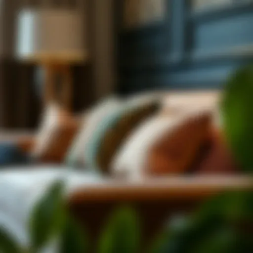 Sophisticated arrangement of decorative cushions on a stylish sofa