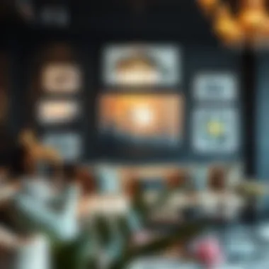 Artful display of wall art enhancing living room aesthetics