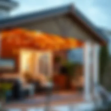 Cozy Outdoor Space Under Patio Cover Cozy outdoor space under a decorative patio cover