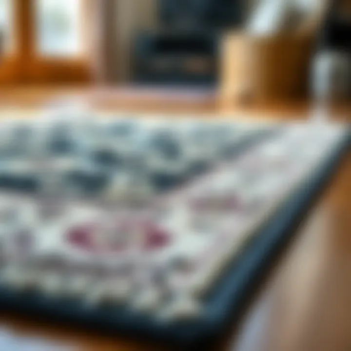 Rug pad under a decorative rug on hardwood flooring