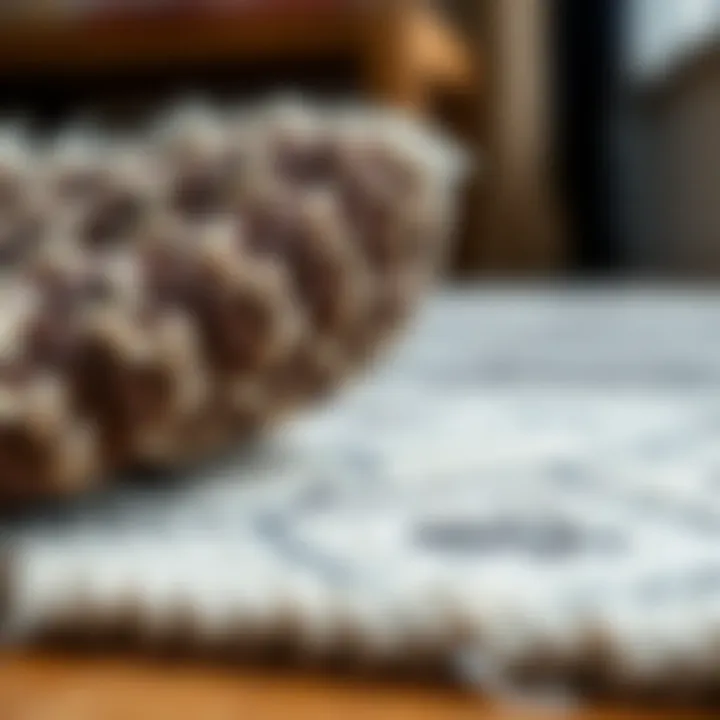Close-up of a textured rug pad highlighting grip features