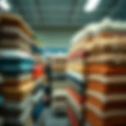Variety of rug pads displayed on a store shelf