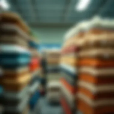 Variety of rug pads displayed on a store shelf