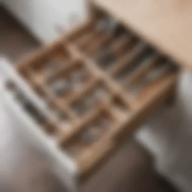 Organized utensil drawer featuring dividers and labels