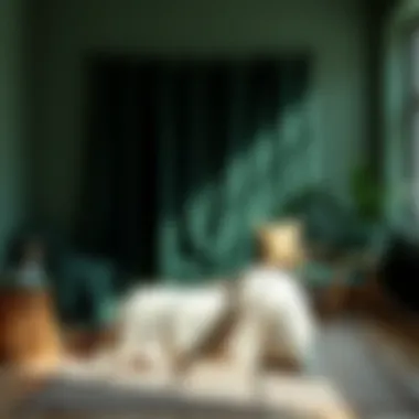 The Psychology of Color: Dark Green in Interior Design An artistic representation of color psychology and dark green textiles