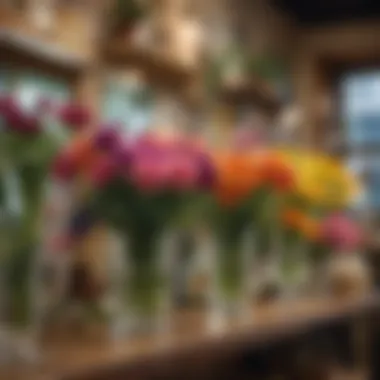 Diverse selection of artificial flowers at a contemporary store