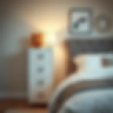 File cabinet utilized as a bedside storage solution