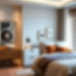 Stylish file cabinet bedside table in a modern bedroom