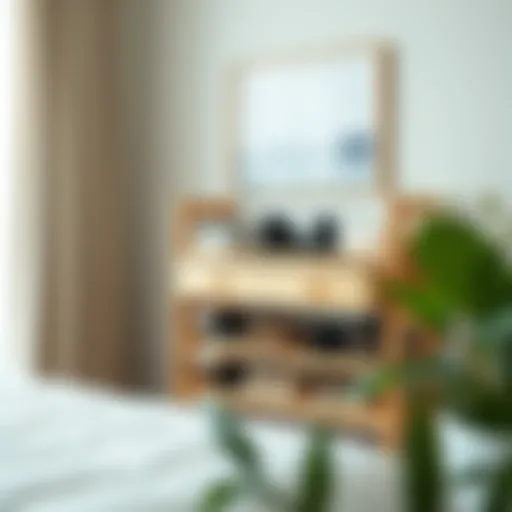 Elegant wooden shoe rack enhancing bedroom decor