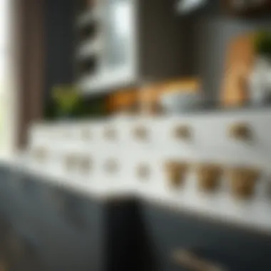 Various designs of cup drawer pulls in a modern setting