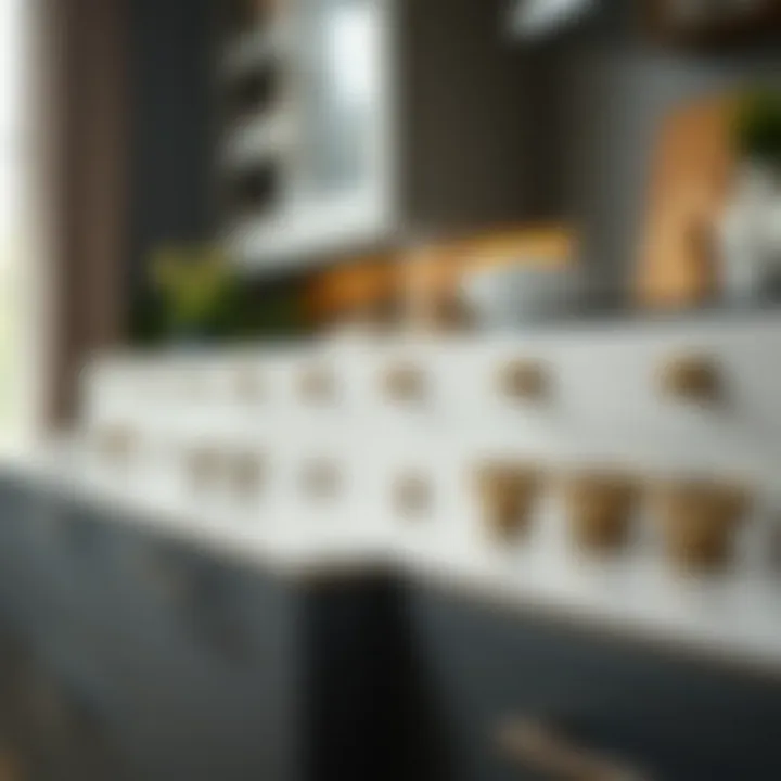 Various designs of cup drawer pulls in a modern setting